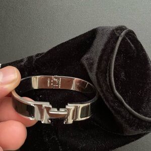 Hermes Elegant Silver and Black Women’s Bracelet